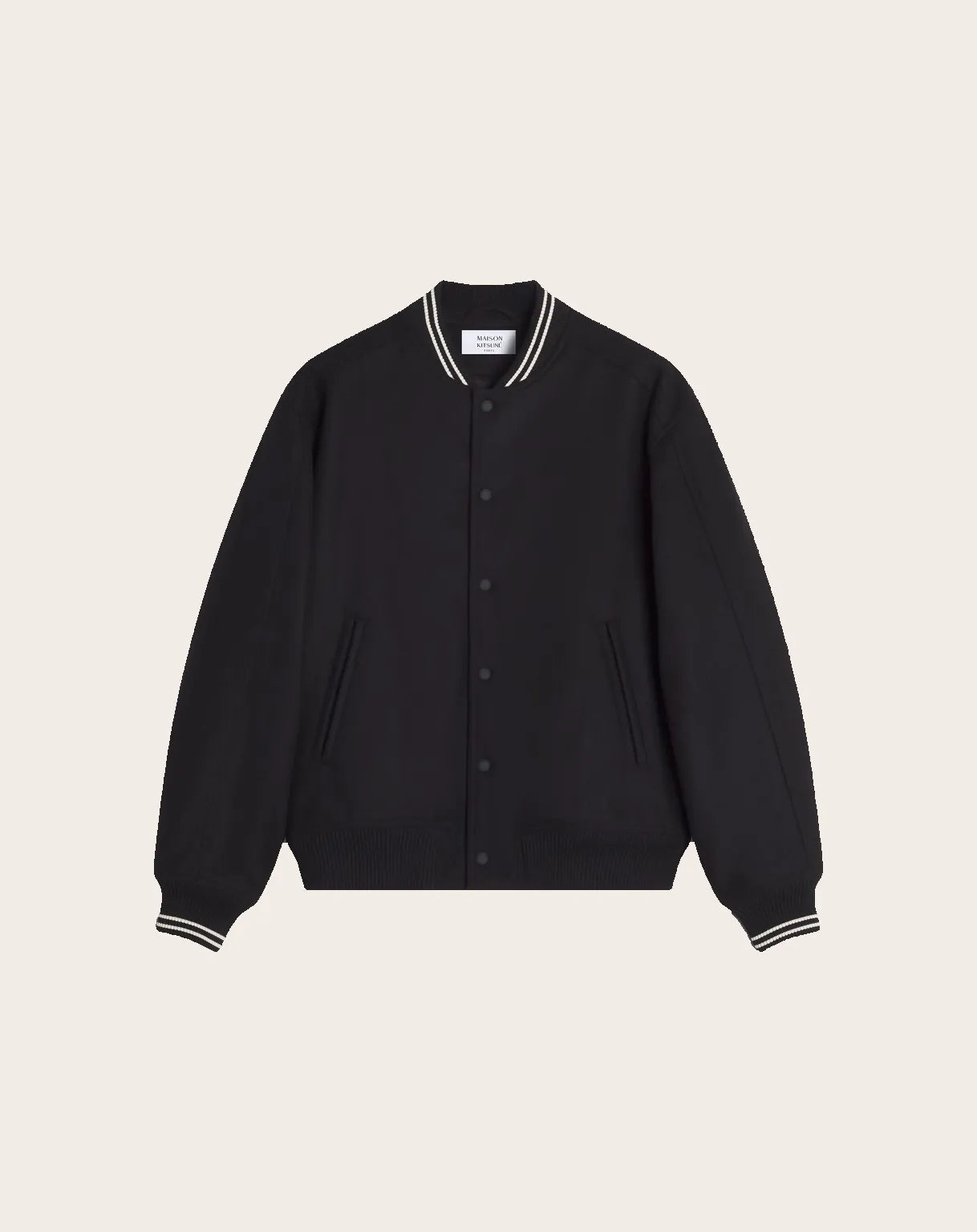 Maison Kitsuné - Blouson Teddy Varsity Laine Et Cachemire - Noir